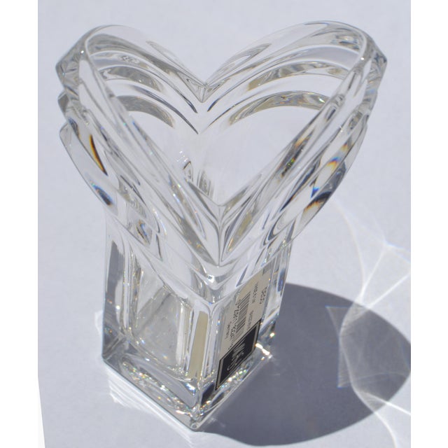Transparent Mikasa Art Deco Heavy Crystal 8 Inch Vase v Shaped Mid-Century Modern For Sale - Image 8 of 13