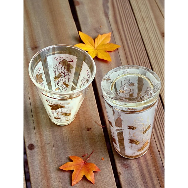 Glass Vintage Libbey 22k Gold Leaf Ivy Highball Glasses-Set of 6-Mid Century Barware For Sale - Image 7 of 11