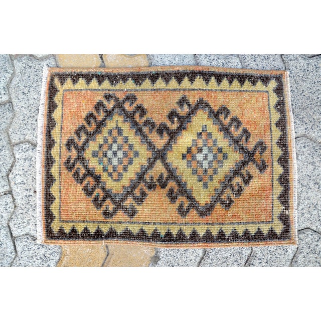 1960s Vintage Mid Century Geometric Rug For Sale - Image 5 of 6