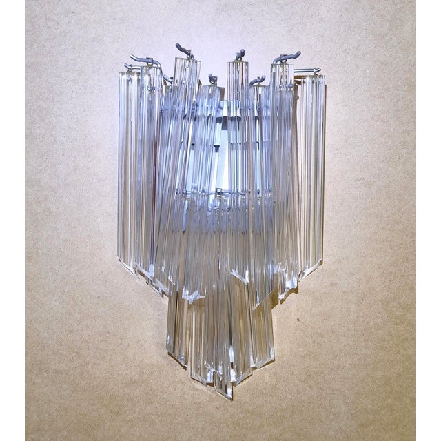 Vintage Wall Lamp with Clear Murano Glass Prisms, 1960s For Sale - Image 6 of 15