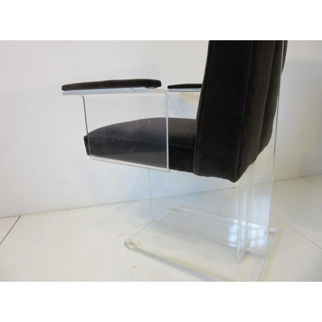 Vladimir Kagan Upholstered Lucite Pedestal Armchairs - A Pair For Sale - Image 10 of 12