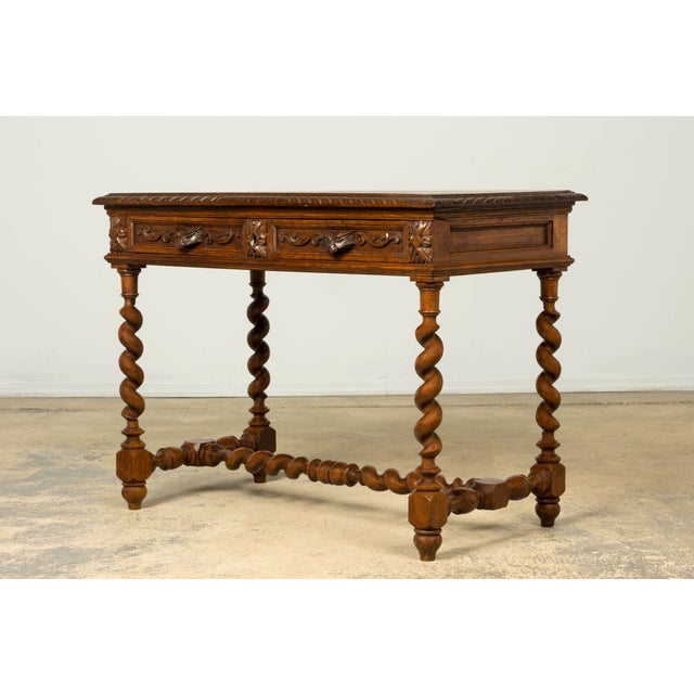 Wood Late 19th Century French Henry II Carved Oak Writing Desk For Sale - Image 7 of 18