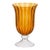 Vintage Amber Scalloped Art Glass Vase on Clear Pedestal Foot | 13” Decorative Glass Vessel For Sale