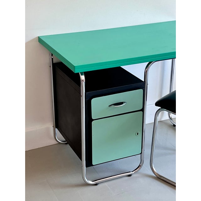 Tubular Writing Desk in Chrome with Metal and Wood, 1960s For Sale - Image 9 of 11