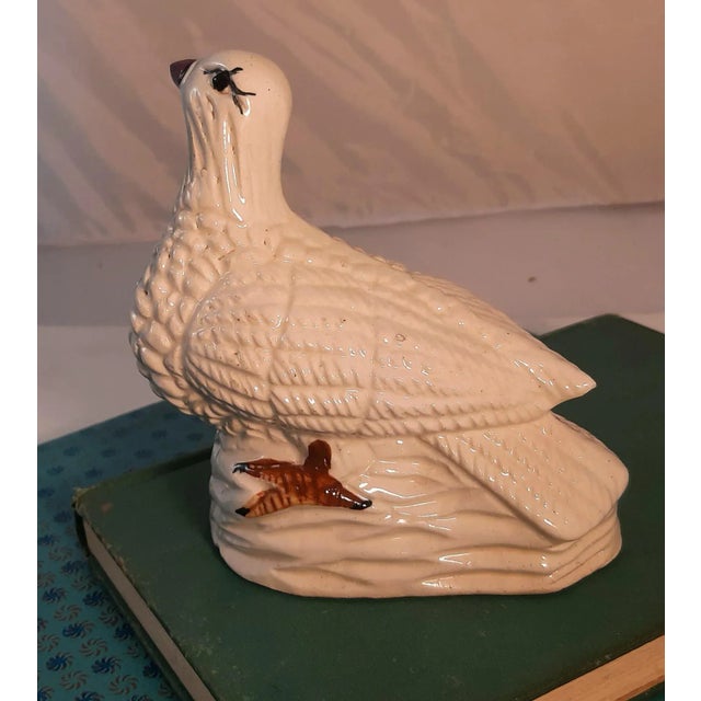 Shabby Chic Vintage White Dove Bird Bank Pottery Figurine For Sale - Image 3 of 6