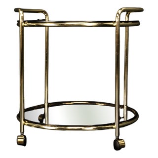 Gilt Metal Bar Cart with Smoked Glass Top, 1960s For Sale