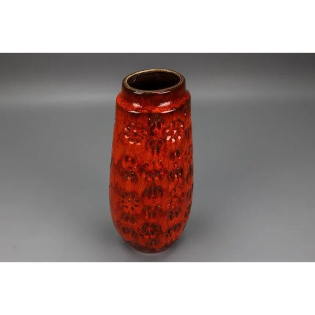 Mid-Century Fat Lava Red Glazed Ceramic Vase from Bay Keramik, W. Germany, 1970s For Sale - Image 14 of 15