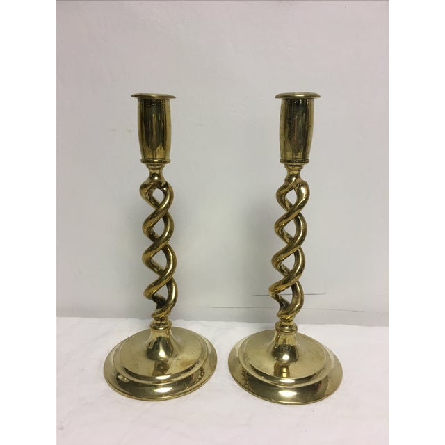 Antique Brass Barley Twist Candlesticks Pair Chairish