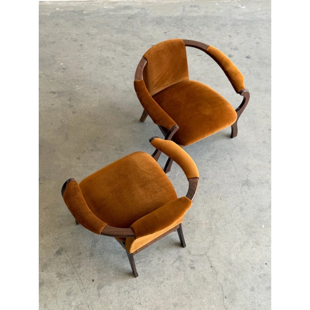 Wood Horseshoe Lounge Chair - Pair For Sale - Image 7 of 10
