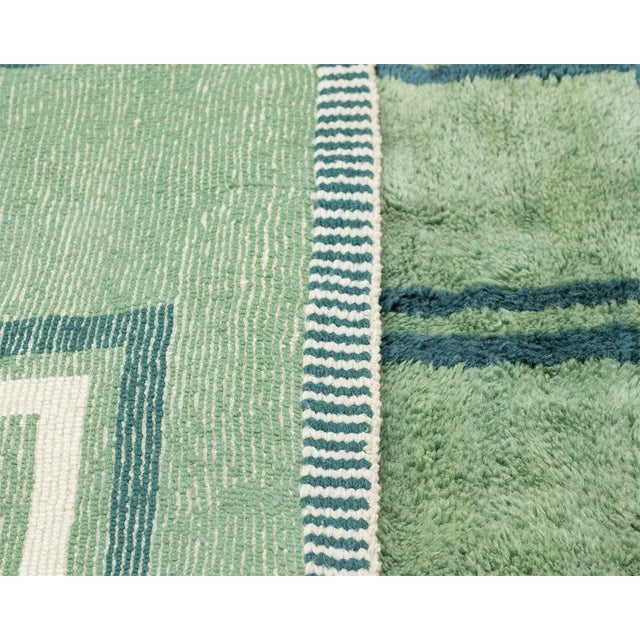 Chartreuse Large Hand-Knotted Wool Rug by Azele Studio For Sale - Image 8 of 9