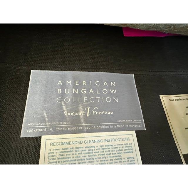 Wood Transitional Vanguard American Bungalow Sofa – Classic Comfort With Designer Craftsmanship For Sale - Image 7 of 12