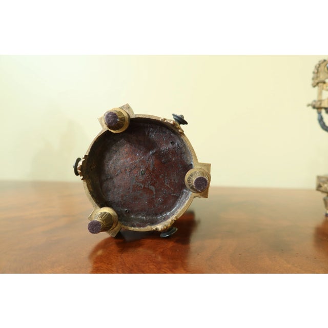 Antique 3 Piece Bronze Clock & Urn Set For Sale - Image 12 of 13