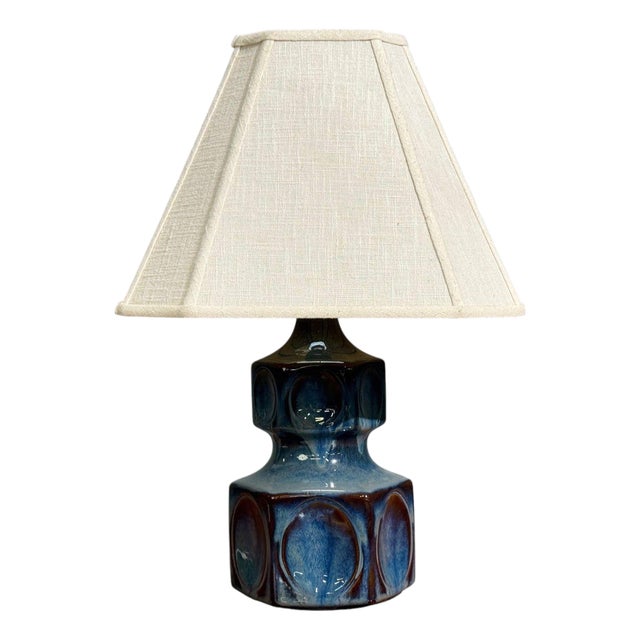 Einar Johansen, Table Lamp, Blue Glazed Ceramic, Denmark, 1960s For Sale