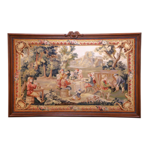 19th Century French Aubusson Tapestry in Oak Frame in the Manner of D. Teniers