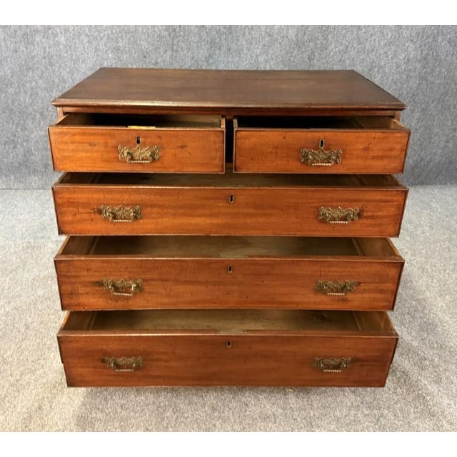 18th Century 18th Century 5-Drawer Solid Mahogany Chest With Twisted Pulls For Sale - Image 5 of 15