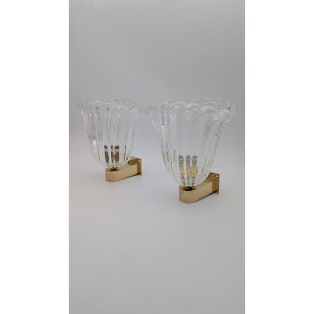 Murano Glass and Brass Wall Lights from Barovier&Toso, 1950s, Set of 2 For Sale - Image 10 of 10