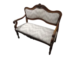 19th Century 2-Seater Carved Walnut Sofa