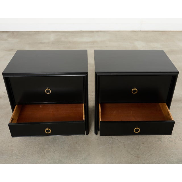 Black Pair of Paul Frankl for John Stuart Lacquered Nightstands For Sale - Image 8 of 12