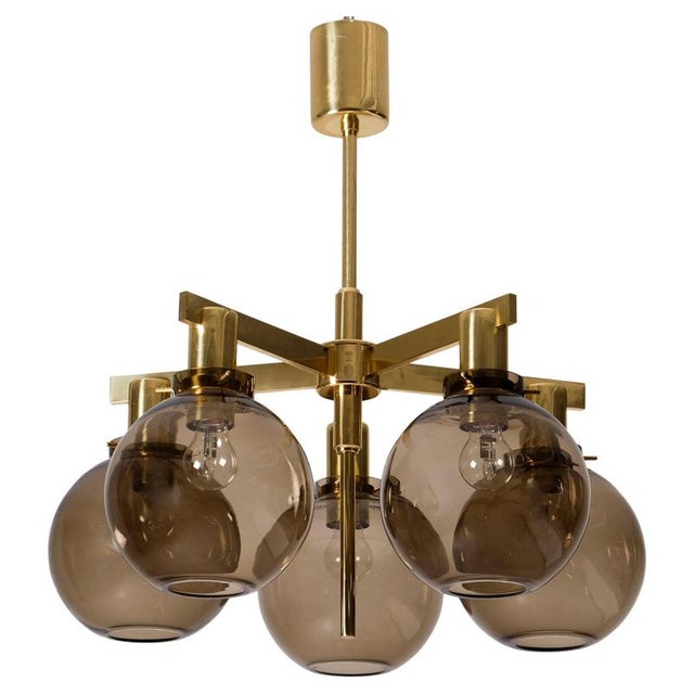 Model 348/5 Chandeliers in Brass by Hans-Agne Jakobsson, 1960s, Set of 2 For Sale - Image 9 of 9