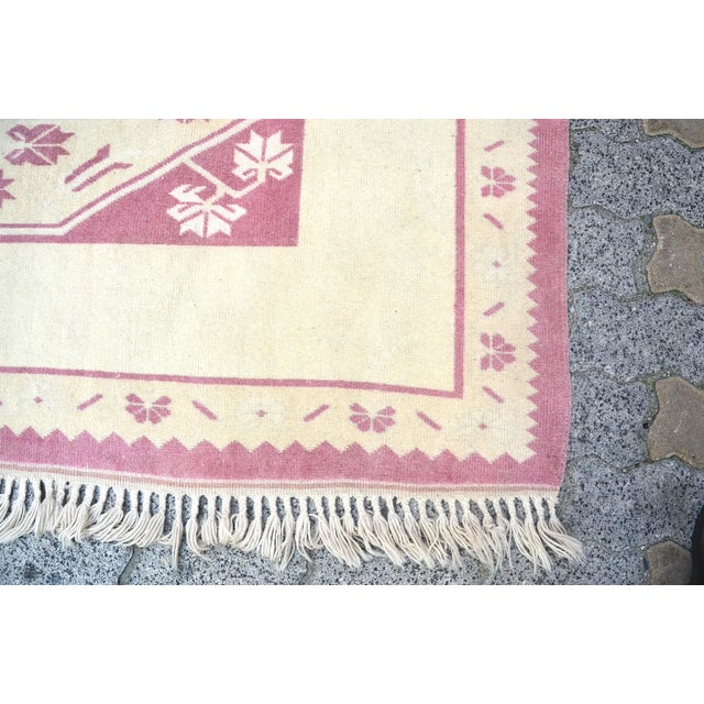 Off-white Oushak Hand-knotted Handmade Rug For Sale - Image 8 of 11