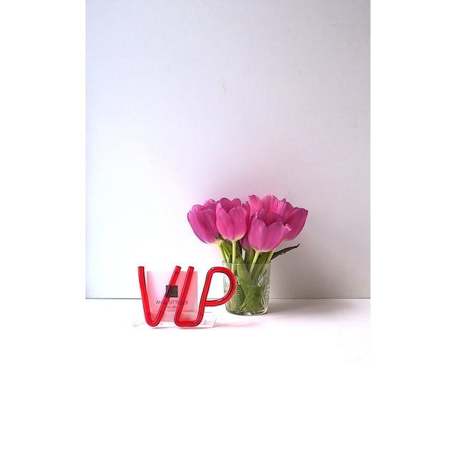 Desk Business Card Holder, Vip, Lucite Acrylic, Postmodern, Late 20th Century For Sale - Image 4 of 7
