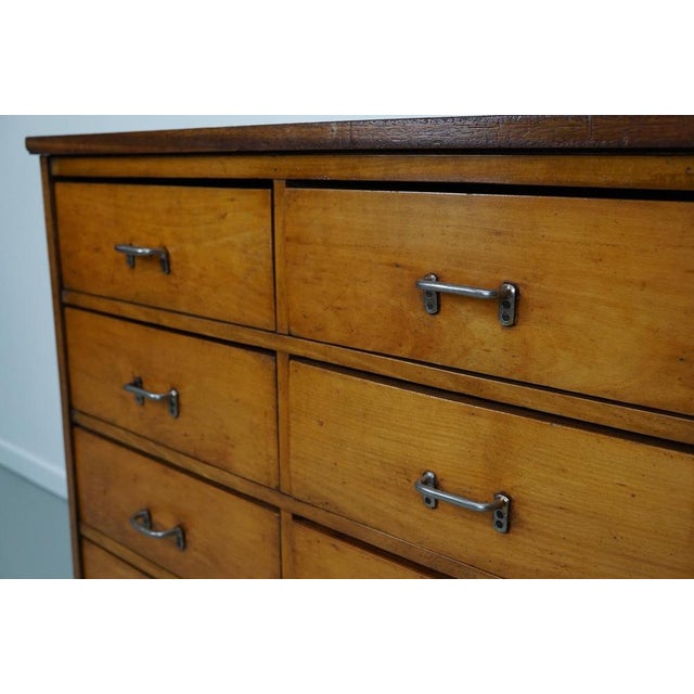Industrial Mid-20th Century Dutch Industrial Beech Apothecary Cabinet For Sale - Image 3 of 15