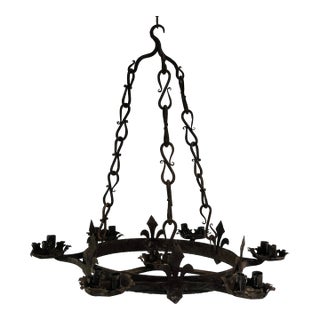 Late 19th Century Fleur De Lys Candle Chandelier For Sale