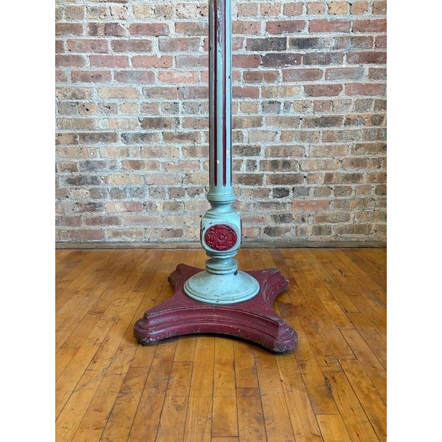 Turquoise Antique Hand-Turned Wood Fluted Coat Rack in Teal & Oxblood Red For Sale - Image 8 of 17