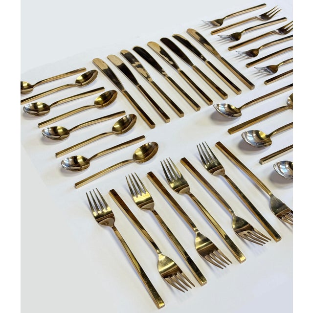 Vintage Boxed Nickel Bronze Flatware Snack Set, 45 Pieces For Sale In Kansas City - Image 6 of 8