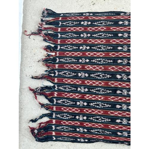 Indonesian Traditional Red, Black, Yellow & Blue Ikat Fabric For Sale - Image 11 of 18