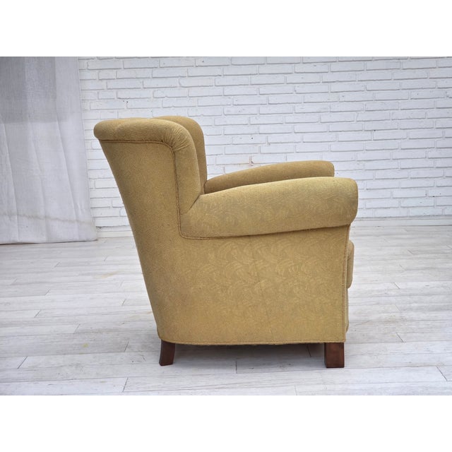 1950s Danish Relax Chair in Light Green Furniture Wool, 1960s For Sale - Image 5 of 16
