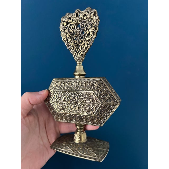 Metal Vintage Ornate Brass Perfume Bottle For Sale - Image 7 of 12