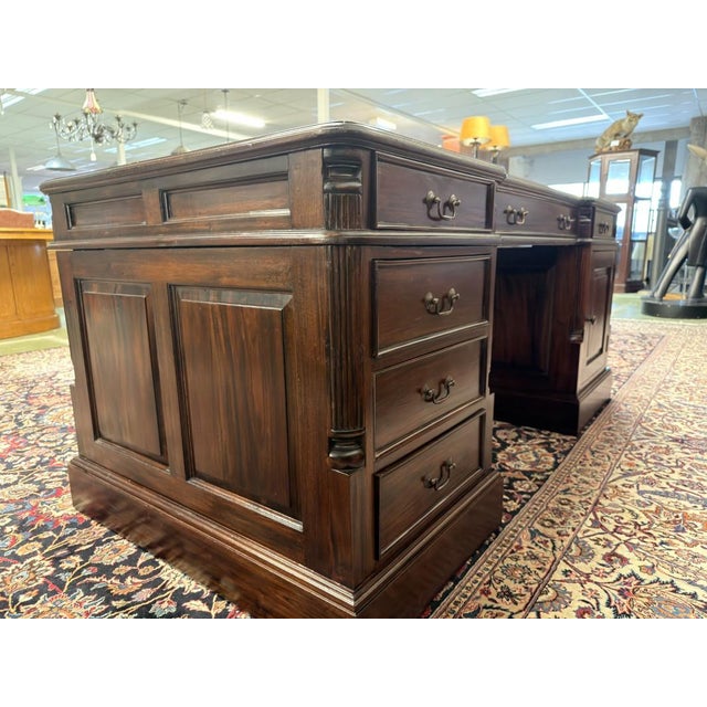 Metal Chesterfield English Desk in Teak For Sale - Image 7 of 18