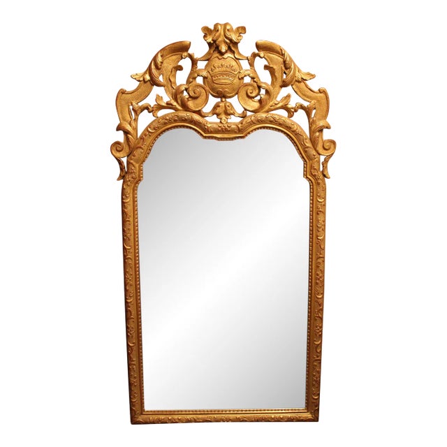 Gilt Wood Frame Wall Mirror With Beveled Edge in the Style of George III For Sale