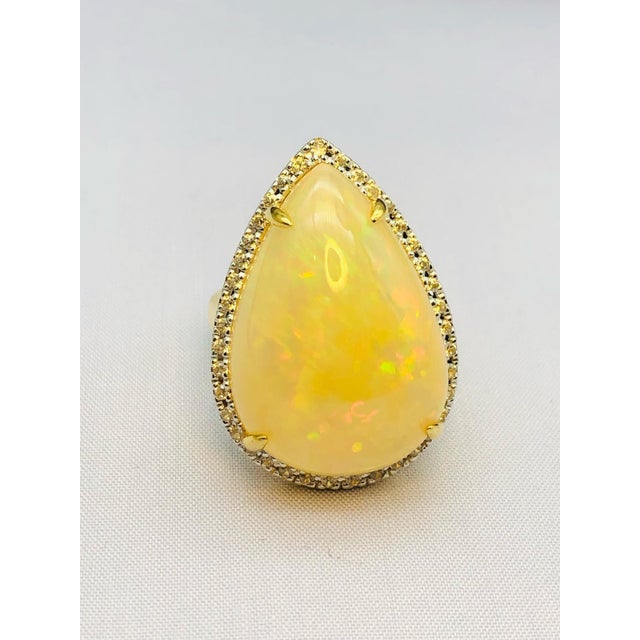 Bochic “Orient” Natural Diamond & Fire Opal Ring Set In 18K Solid Yellow Gold For Sale - Image 12 of 12