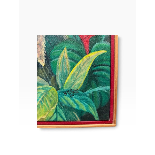 Immerse your space in mystery with this captivating original surrealist jungle landscape painting by contemporary artist...