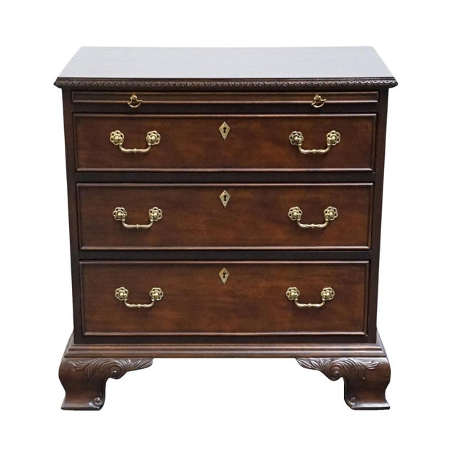Chippendale Century Furniture Solid Mahogany Traditional Chippendale Style 28" Three Drawer Chest Nightstand For Sale - Image 3 of 12