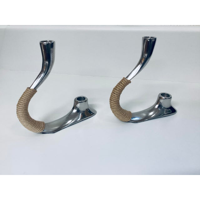 Pair of Vintage Chrome Double Candleholders, 1970s For Sale - Image 4 of 12