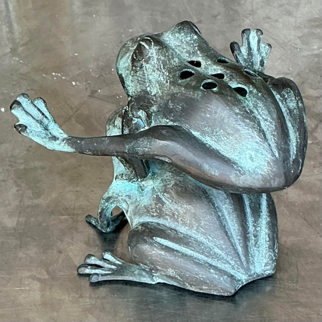 Vintage Boho Patinated Leap Frog Vase For Sale In West Palm - Image 6 of 9