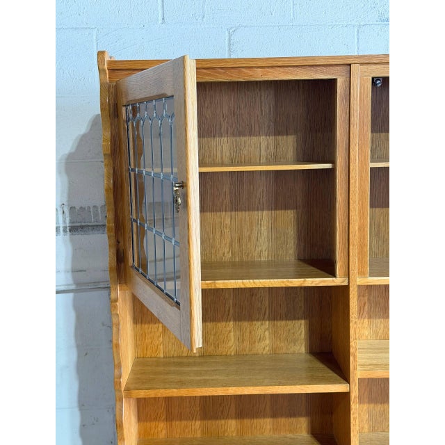 Mid-Century Modern In Style of Henning Kjærnulf Oak Hutch With Glass Doors and Open Shelves Denmark Mid-Century Modern 1960s For Sale - Image 3 of 10