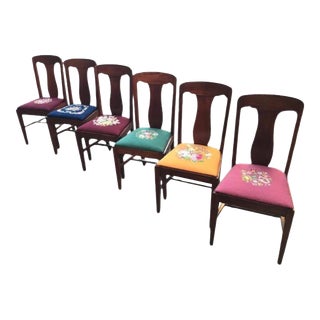 Antique Circa 1910s Fiddle Back Chairs - Set of 6 For Sale