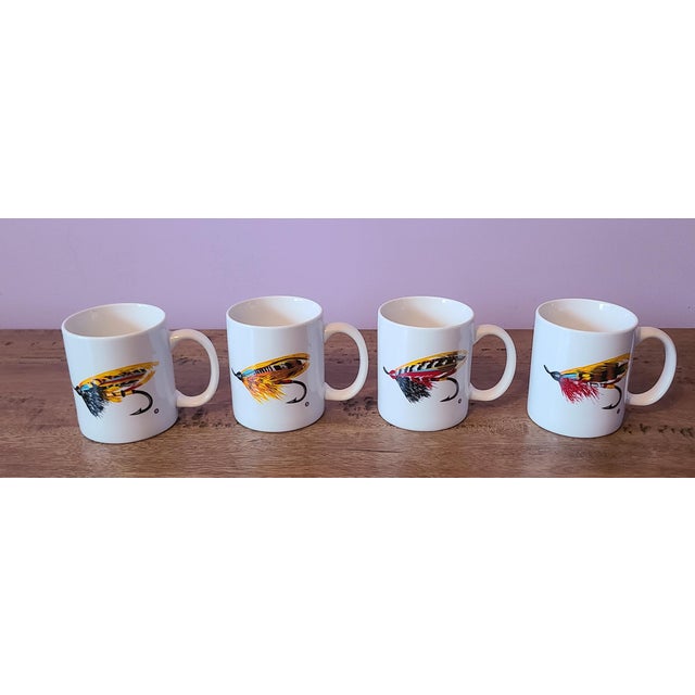Set of 4 Winnie Staniford Designs Fly Fishing Lure Decorative Ceramic Coffee Mugs *New Old Stock* For Sale - Image 10 of 10