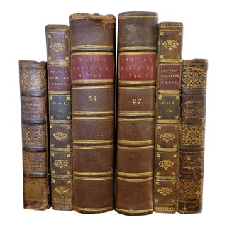 Vintage Bookends From Antique Leather Books - a Pair For Sale