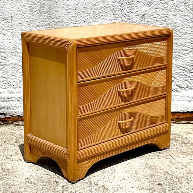 Vintage Costal Pencil Reed Chest of Drawers | Chairish