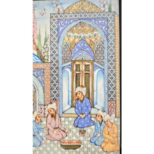 Persian Persian Miniature by H. Ali Sajjadi, Hand-Painted Camel Bone Art – Isfahan, Iran – Framed in Addison Ross London For Sale - Image 3 of 7