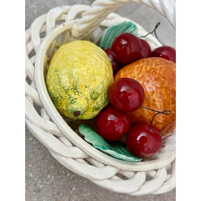 Vintage 1970’s Italian Ceramic, Majolica Fruit Basket, in the Style of Bassano For Sale - Image 9 of 12