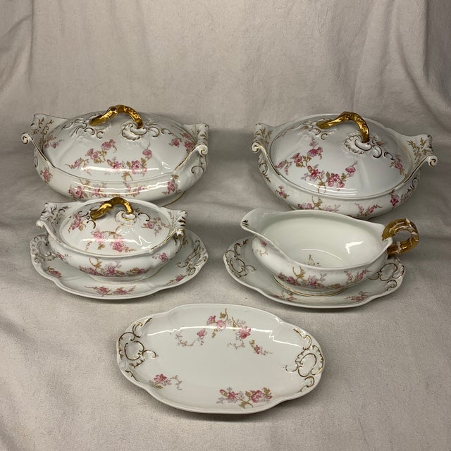 This is a collection of antique Elite Works Limoges fine porcelain dinnerware. Produced in Limoges, France, around the...