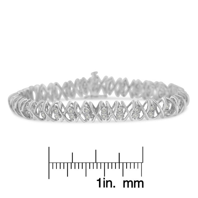 Sterling Silver rose-cut Diamond X-Link Bracelet (1 cttw, I-J Color, I2-I3 Clarity) For Sale In New York - Image 6 of 6