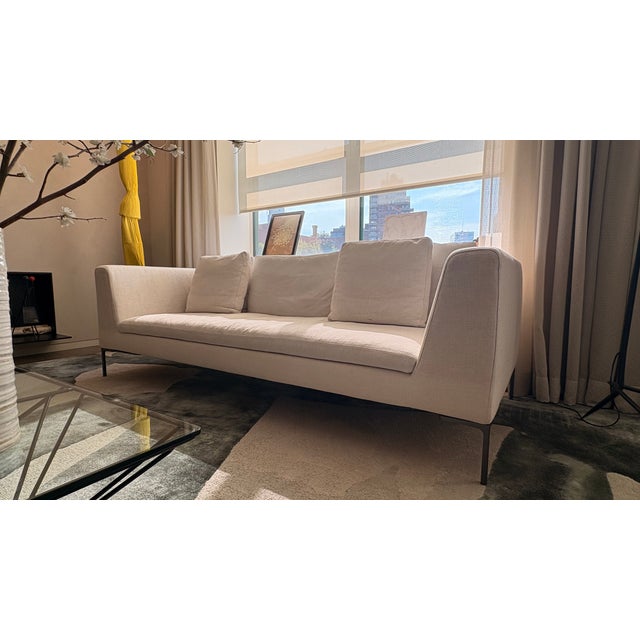 Textile 1990s Charles Straight Sofa - Ice Rattier, Attributed For Sale - Image 7 of 8