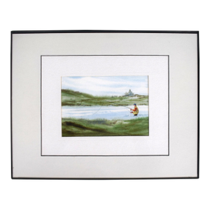 Maine Fly-Fisherman in Stream 2012 Watercolor by John Handcock